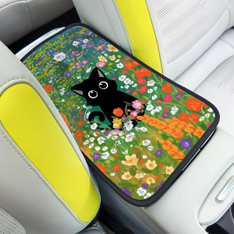 Adastrah Auto Center Console Cover,Black Cat3 Soft Waterproof Car Center Console Cover,Universal Fit for Most Vehicle SUV Truck Accessories Decor - Image 1